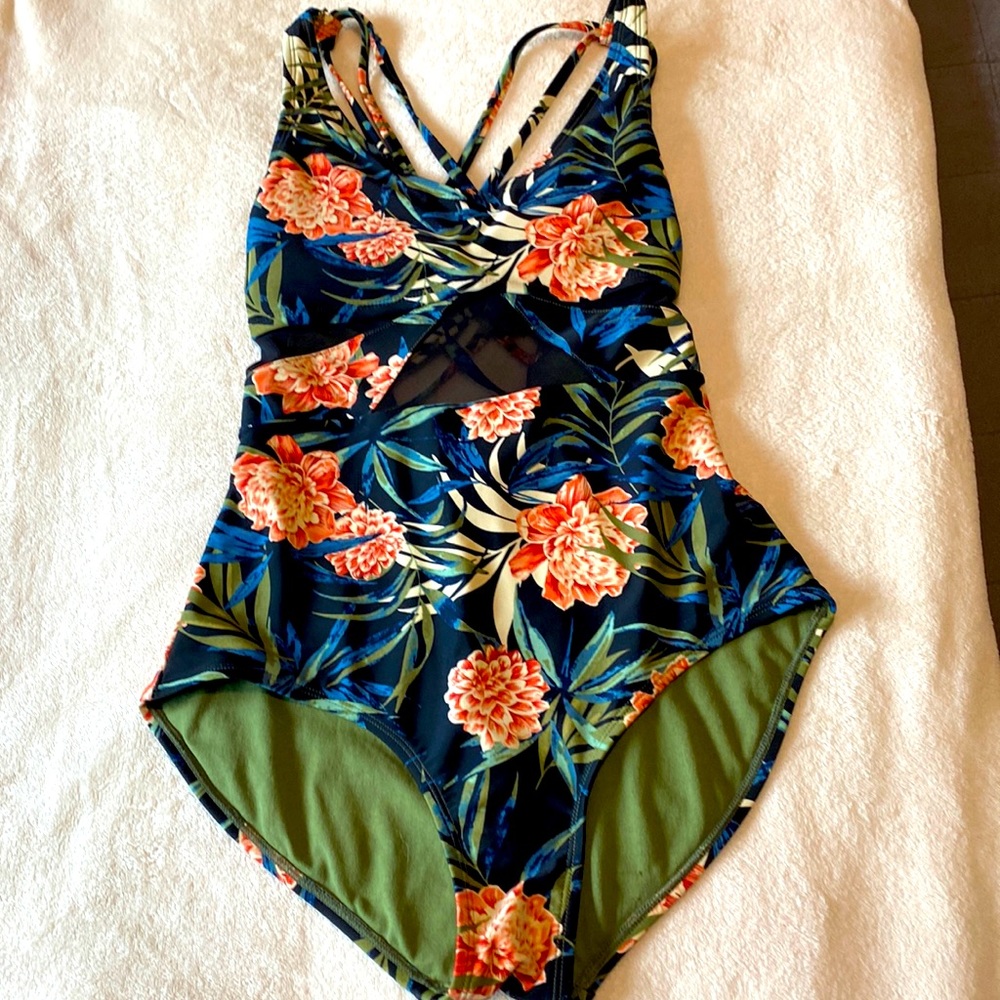 Strappy Tropical Swimsuit by Tahiti | Size 8-10